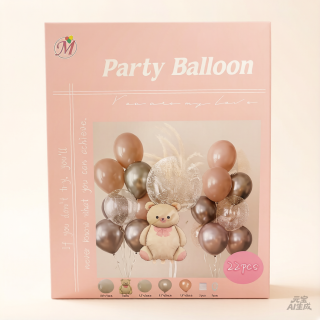 set de globo oso rosa 22pcs