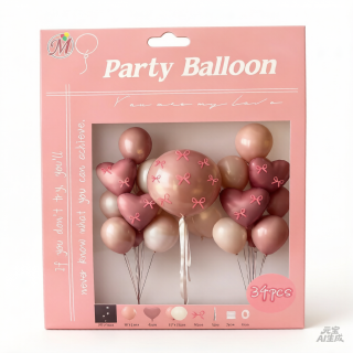 Set de globo rosa con moño 34pcs