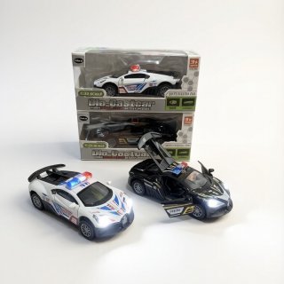 Superdeportivo de Policía de Metal 1:32 con Luz y Puertas Abatibles