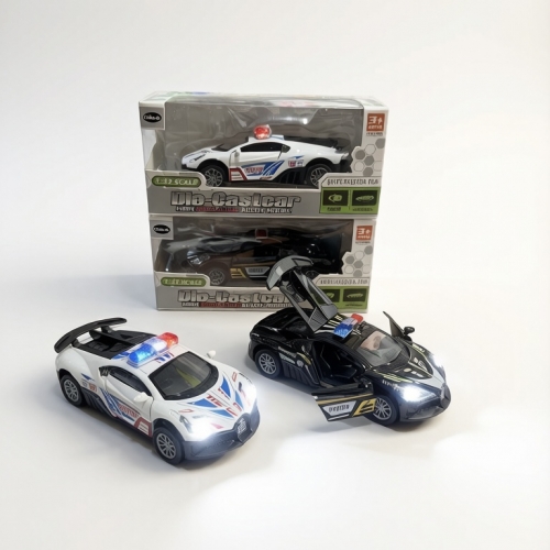 Superdeportivo de Policía de Metal 1:32 con Luz y Puertas Abatibles