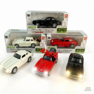 Auto Clásico Die-Cast de Metal 1:32 con Luz, Puertas Abatibles y Retroceso