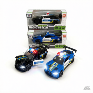 Auto de Policía de Metal 1:28 con Luz y Sonido
