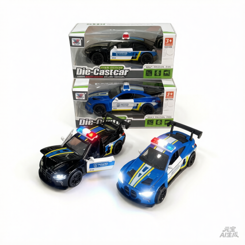 Auto de Policía de Metal 1:28 con Luz y Sonido