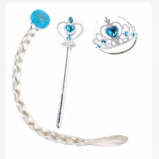 set de Bella pelo trenza corona y barita de frozen